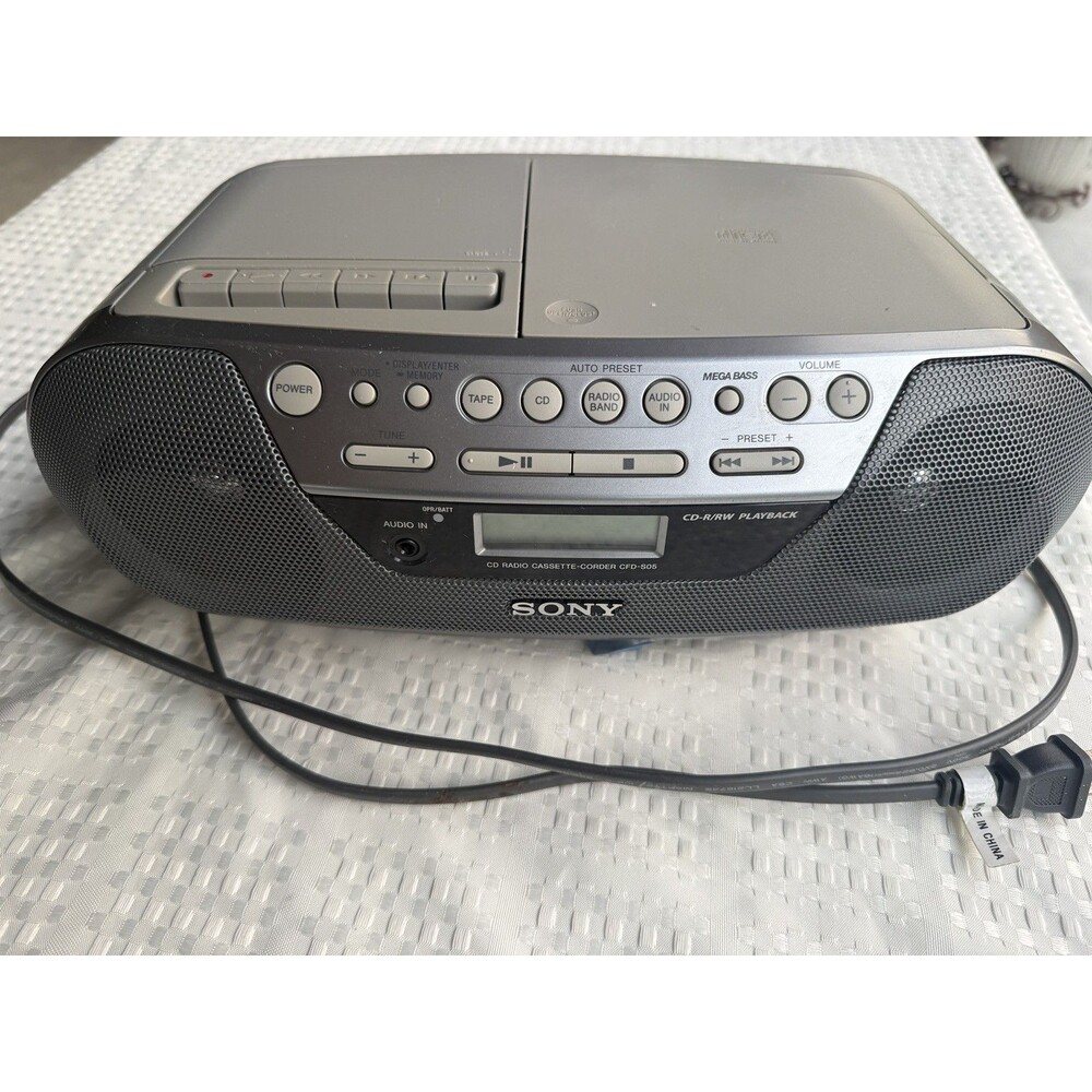Sony CFD-S05 CD Radio Cassette Recorder with Auxiliary Cord CD, Cassette, Radio.